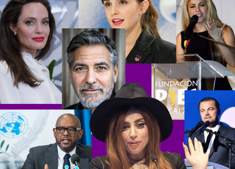 Lady Gaga, Angelina Jolie, Emma Watson, Shakira, Forest Whitaker, George Clooney, Leonardo diCaprio